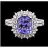 Image 2 : 14KT White Gold 3.60ct Tanzanite and Diamond Ring