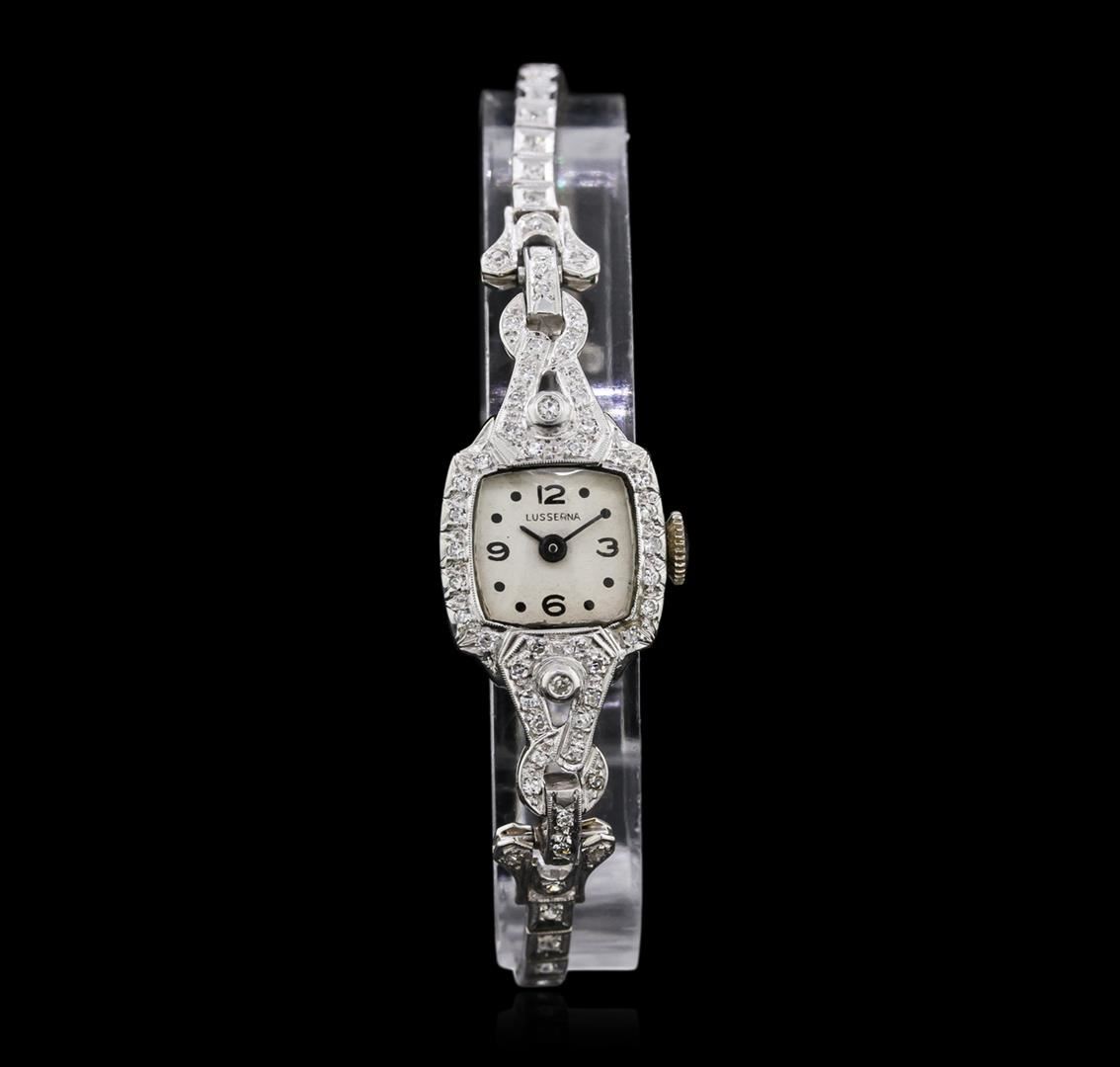 Lusserna For Macy S Platinum Diamond Vintage Ladies Watch