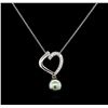 Image 1 : 0.19ctw Pearl and Diamond Pendant - 14KT White Gold