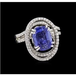 4.72ct Blue Sapphire and Diamond Ring - 18KT White Gold