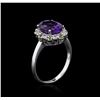 Image 3 : 14KT White Gold 2.86ct Amethyst, Peridot and Diamond Ring