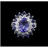 Image 2 : 14KT White Gold 3.37ct Tanzanite, Sapphire and Diamond Ring
