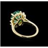 Image 3 : 3.14ct Emerald and Diamond Ring - 14KT Yellow Gold
