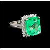 Image 1 : GIA Cert 15.96ct Emerald and Diamond Ring - 14KT White Gold