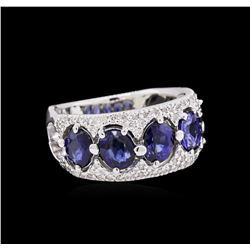 3.50ctw Sapphire and Diamond Ring - 14KT White Gold