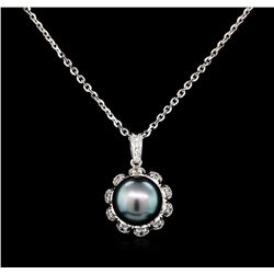 0.33ctw Diamond and Pearl Pendant - 14KT White Gold