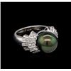 Image 1 : 0.77ctw Pearl and Diamond Ring - 14KT White Gold