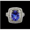 Image 2 : 3.45ct Tanzanite and Diamond Ring - 14KT White Gold