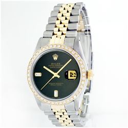 Rolex 14KT Two-Tone Onyx And Diamond DateJust Men's Watch