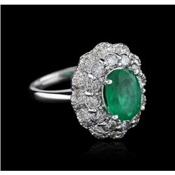 14KT White Gold 2.23ct Emerald and Diamond Ring