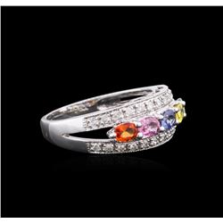 14KT White Gold 1.21ctw Multicolor Sapphire and Diamond Ring