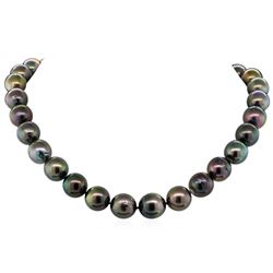 Tahitian Cultured Pearl Necklace with 14KT White Gold Diamond Clasp