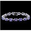 Image 1 : 14KT White Gold 20.83ctw Tanzanite and Diamond Bracelet