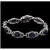 Image 1 : 12.65ctw Blue Sapphire and Diamond Bracelet - 14KT White Gold