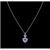 Image 2 : 4.71ct Tanzanite and Diamond Pendant With Chain - 14KT White Gold