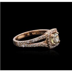 14KT Rose Gold 1.33ctw Fancy Green Diamond Ring