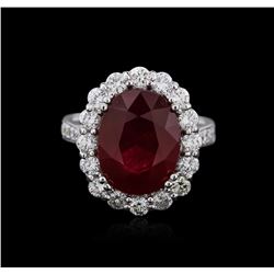 14KT White Gold 7.09ct Ruby and Diamond Ring