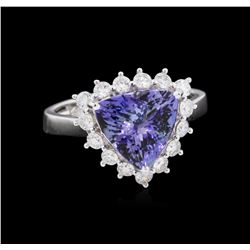 3.35ct Tanzanite and Diamond Ring - 14KT White Gold