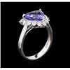 Image 3 : 3.35ct Tanzanite and Diamond Ring - 14KT White Gold