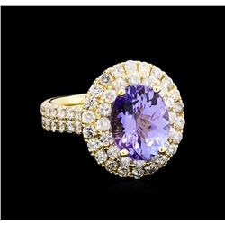 4.15ct Tanzanite and Diamond Ring - 14KT Yellow Gold