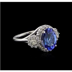 4.25ct Tanzanite and Diamond Ring - 14KT White Gold