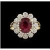 Image 2 : 3.75ct Ruby and Diamond Ring - 14KT Yellow Gold