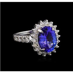 3.94ct Tanzanite and Diamond Ring - 14KT White Gold