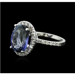 14KT White Gold 5.79ct Tanzanite and Diamond Ring