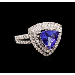 14KT White Gold 1.76ct Tanzanite and Diamond Ring