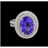 Image 1 : 14KT White Gold 8.01ct Tanzanite and Diamond Ring
