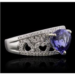 14KT White Gold 2.18ct Tanzanite and Diamond Ring