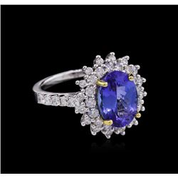 14KT Two-Tone Gold 3.28ct Tanzanite and Diamond Ring