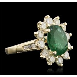 14KT Yellow Gold 3.52ct Emerald and Diamond Ring