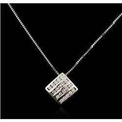 14KT White Gold 0.89ctw Diamond Pendant With Chain