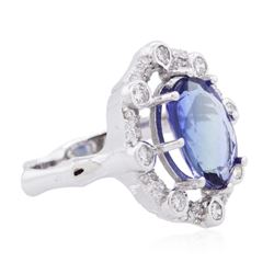 14KT White Gold 6.74ct Tanzanite and Diamond Ring