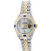 Image 1 : Rolex 14KT Two-Tone Baguette Diamond And Sapphire DateJust Ladies Watch