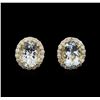 Image 1 : 8.05ctw Aquamarine and Diamond Earrings - 14KT Yellow Gold