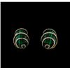 Image 1 : Malachite and Diamond Earrings - 14KT Yellow Gold