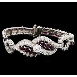 Platinum 4.98ctw Diamond and Ruby Bracelet