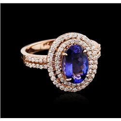 2.35ct Tanzanite and Diamond Ring - 14KT Rose Gold