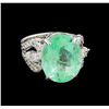 Image 1 : GIA Cert 11.16ct Emerald and Diamond Ring - 14KT White Gold