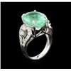 Image 4 : GIA Cert 11.16ct Emerald and Diamond Ring - 14KT White Gold