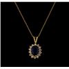 Image 1 : 1.60ct Sapphire and Diamond Pendant With Chain - 14KT Yellow Gold