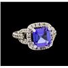 Image 1 : 14KT White Gold 3.91ct Tanzanite and Diamond Ring