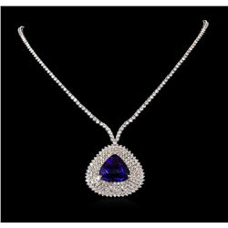 18KT White Gold 24.23ct Tanzanite and Diamond Necklace