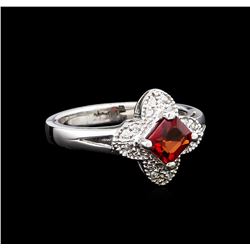 1.02ct Red Sapphire and Diamond Ring - 14KT White Gold