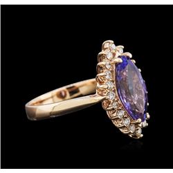 2.50ct Tanzanite and Diamond Ring - 14KT Rose Gold