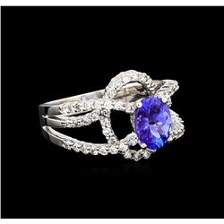 1.45ct Blue Sapphire and Diamond Ring - 14KT White Gold