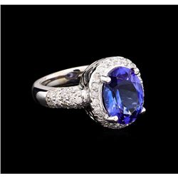 4.80ct Tanzanite and Diamond Ring - 14KT White Gold