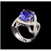 Image 4 : 12.92ct Tanzanite and Diamond Ring - 14KT White Gold